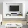 Image de vidaXL Meuble TV blanc 152x22x113 cm bois d'ingénierie