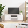 Image de vidaXL Vidaxl Meuble Tv Blanc 102x30x37,5 Cm Bois D'ingénierie