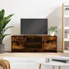 Image de vidaXL Meuble TV chêne fumé 102x30x37,5 cm bois d'ingénierie