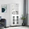 Image de vidaXL Buffet haut Blanc 69,5x34x180 cm Bois d'ingénierie3189309