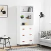 Image de vidaXL Buffet haut Blanc 69,5x34x180 cm Bois d'ingénierie
