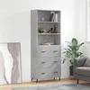 Image de vidaXL Buffet haut Gris béton 69,5x34x180 cm Bois d'ingénierie