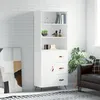 Image de vidaXL Buffet haut Blanc 69,5x34x180 cm Bois d'ingÃ©nierie