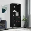 Image de vidaXL Buffet haut Noir 69,5x34x180 cm Bois d'ingénierie3189478