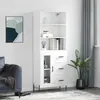Image de vidaXL Buffet haut Blanc 69,5x34x180 cm Bois d'ingénierie3189517