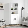 Image de vidaXL Buffet haut Blanc 69,5x34x180 cm Bois d'ingénierie3189957