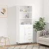 Image de vidaXL Buffet haut Blanc 69,5x34x180 cm Bois d'ingénierie3189997