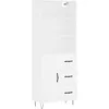 Image de vidaXL Vidaxl Buffet Haut Blanc 69,5x34x180 Cm Bois D'ingénierie