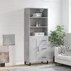 Image de vidaXL Buffet haut Gris béton 69,5x34x180 cm Bois d'ingénierie