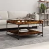 Image de vidaXL Table basse chêne fumé 80x80x45 cm bois d'ingénierie et fer832815