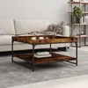 Image de Vidaxl Table Basse ChÃªne FumÃ© 80x80x45 Cm Bois D'ingÃ©nierie Et Fer
