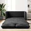 Image de CanapÃ©-Lit 2-en-1 Velours 122x204x55 cm Noir avec Coussin