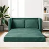 Image de vidaXL Canapé-lit 2 en 1 vert foncé 122x204x55 cm velours353961