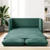 Image de CanapÃ©-Lit 2-en-1 Velours 122x204x55 cm Vert FoncÃ© avec Coussin