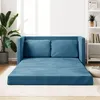 Image de vidaXL Canapé-lit 2 en 1 bleu 122x204x55 cm velours353962