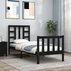 Image de vidaXL Cadre de lit avec tête de lit noir petit simple bois massif