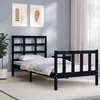 Image de vidaXL Cadre de lit avec tête de lit noir petit simple bois massif