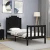 Image de vidaXL Cadre de lit avec tête de lit noir petit simple bois massif