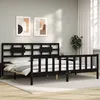 Image de vidaXL Cadre de lit avec tête de lit noir 200x200 cm bois massif