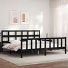 Image de vidaXL Cadre de lit avec tête de lit noir 200x200 cm bois massif