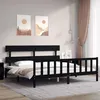 Image de vidaXL Cadre de lit avec tête de lit noir 200x200 cm bois massif