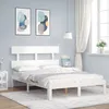 Image de vidaXL Cadre de lit sans matelas blanc bois de pin massif