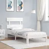 Image de vidaXL Cadre de lit avec tête de lit blanc 90x200 cm bois massif