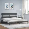 Image de vidaXL Cadre de lit avec tête de lit gris 200x200 cm bois massif