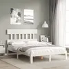 Image de vidaXL Cadre de lit avec tête de lit blanc petit double bois massif