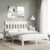 Image de vidaXL Cadre de lit avec tÃªte de lit blanc 140x190 cm bois massif