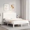 Image de vidaXL Cadre de lit avec tête de lit blanc 120x200 cm bois massif