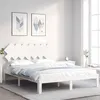 Image de vidaXL Cadre de lit avec tête de lit blanc 140x190 cm bois massif
