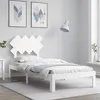 Image de vidaXL Cadre de lit avec tête de lit blanc 90x200 cm bois massif