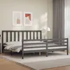 Image de vidaXL Cadre de lit avec tête de lit gris 200x200 cm bois massif
