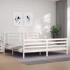 Image de vidaXL Cadre de lit avec tête de lit blanc 200x200 cm bois massif