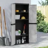 Image de Prolenta Premium - Armoire de rangement d'extérieur gris et noir 65x37x165 cm PP