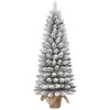Image de Sapin de Noël artificiel étroit avec toile de jute H90