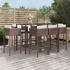 Image de vidaXL Vidaxl Ensemble De Bar De Jardin 9 Pcs Avec Coussins Marron Poly Rotin