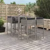 Image de Vidaxl Ensemble De Bar De Jardin 5 Pcs Avec Coussins Gris Poly Rotin