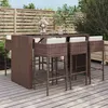 Image de vidaXL Vidaxl Ensemble De Bar De Jardin Avec Coussins 7 Pcs Marron Poly Rotin