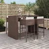 Image de vidaXL Ensemble de bar de jardin avec coussins 5 pcs marron poly rotin