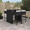 Image de vidaXL Ensemble de bar de jardin 5 pcs avec coussins noir poly rotin