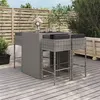 Image de vidaXL Ensemble de bar de jardin 5 pcs avec coussins gris poly rotin