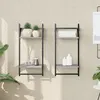 Image de vidaXL Étagères murales à 2 niveaux avec barres 2 pcs sonoma gris