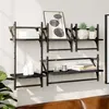 Image de vidaXL Ensemble d'étagères murales barres 4 pcs noir bois d'ingénierie