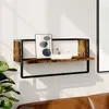 Image de vidaXL Étagère murale avec barre chêne fumé 65x25x30 cm