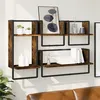Image de vidaXL Ensemble d'étagères murales avec barres 4 pcs chêne fumé
