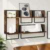 Image de Vidaxl Ensemble D'Ã©tagÃ¨res Murales Avec Barres 4 Pcs ChÃªne FumÃ©