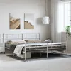 Image de vidaXL Cadre de lit métal avec tête de lit/pied de lit blanc 193x203cm