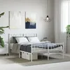 Image de vidaXL Cadre de lit mÃ©tal avec tÃªte de lit/pied de lit blanc 150x200cm
